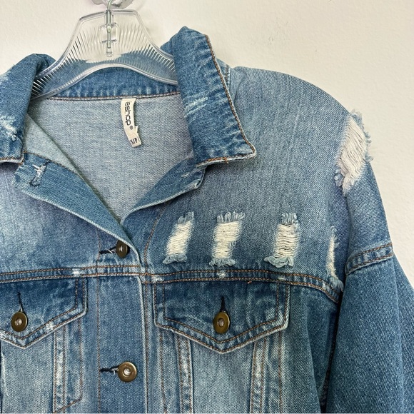 LeShop distressed denim jacket - Picture 5 of 8